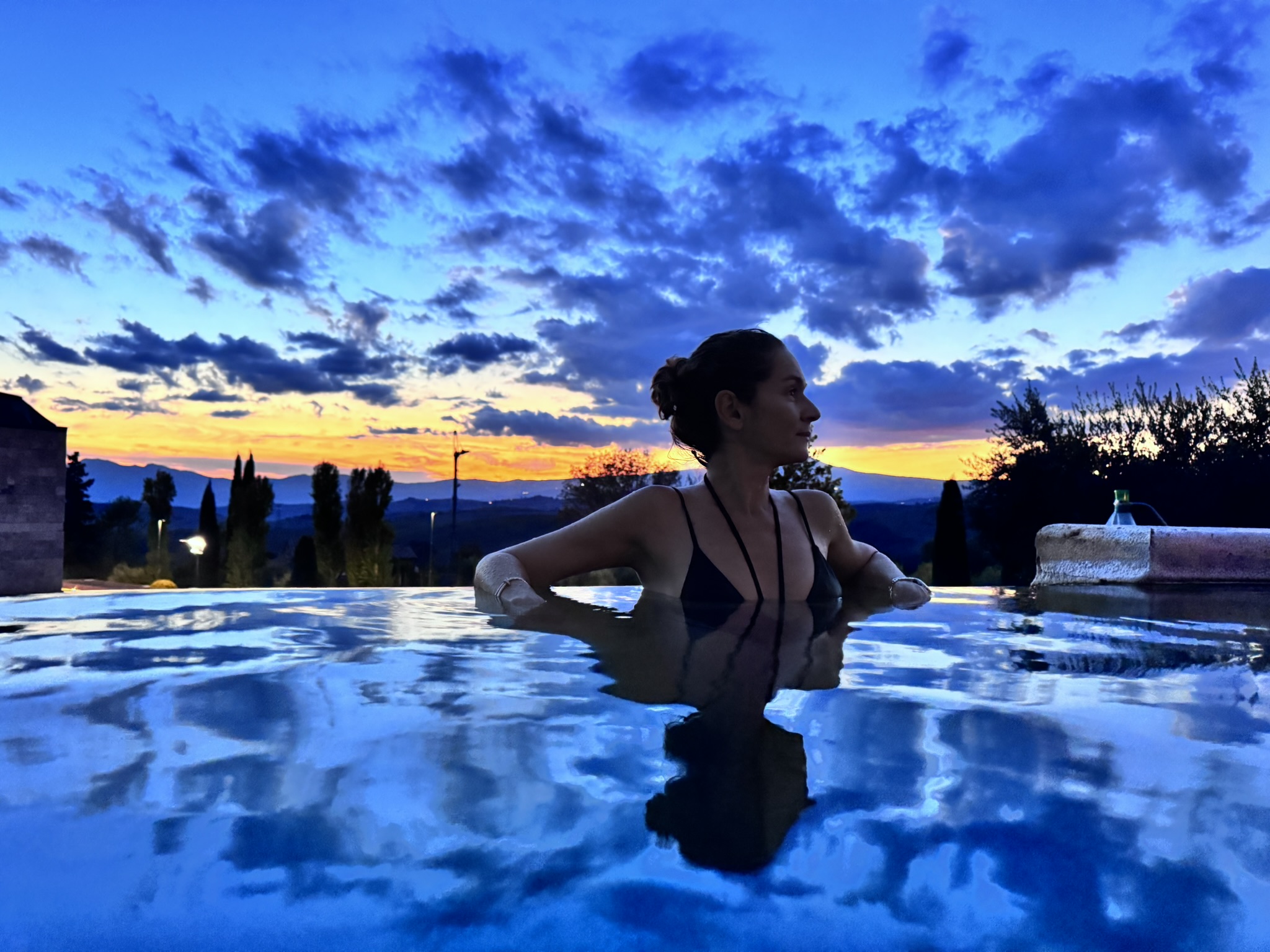 Fonte Verde Spa thermal pool at dusk