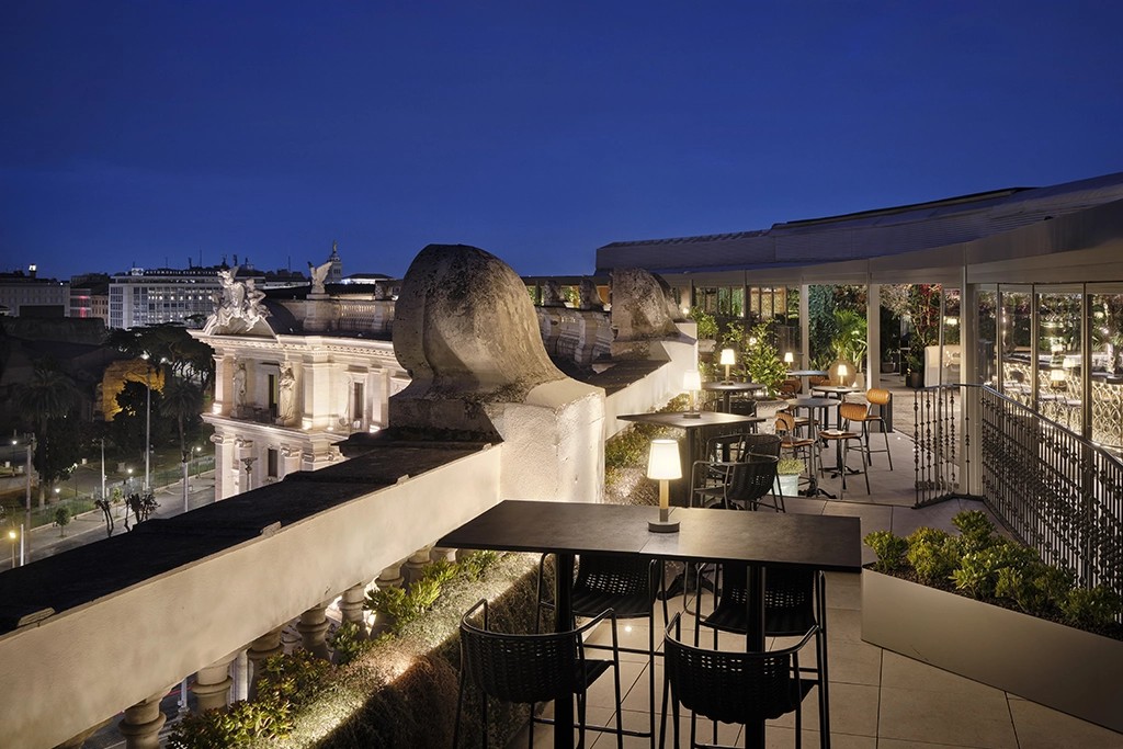 Rooftop terrace overlooking Piazza della Repubblica at SEEN by Olivier Rome