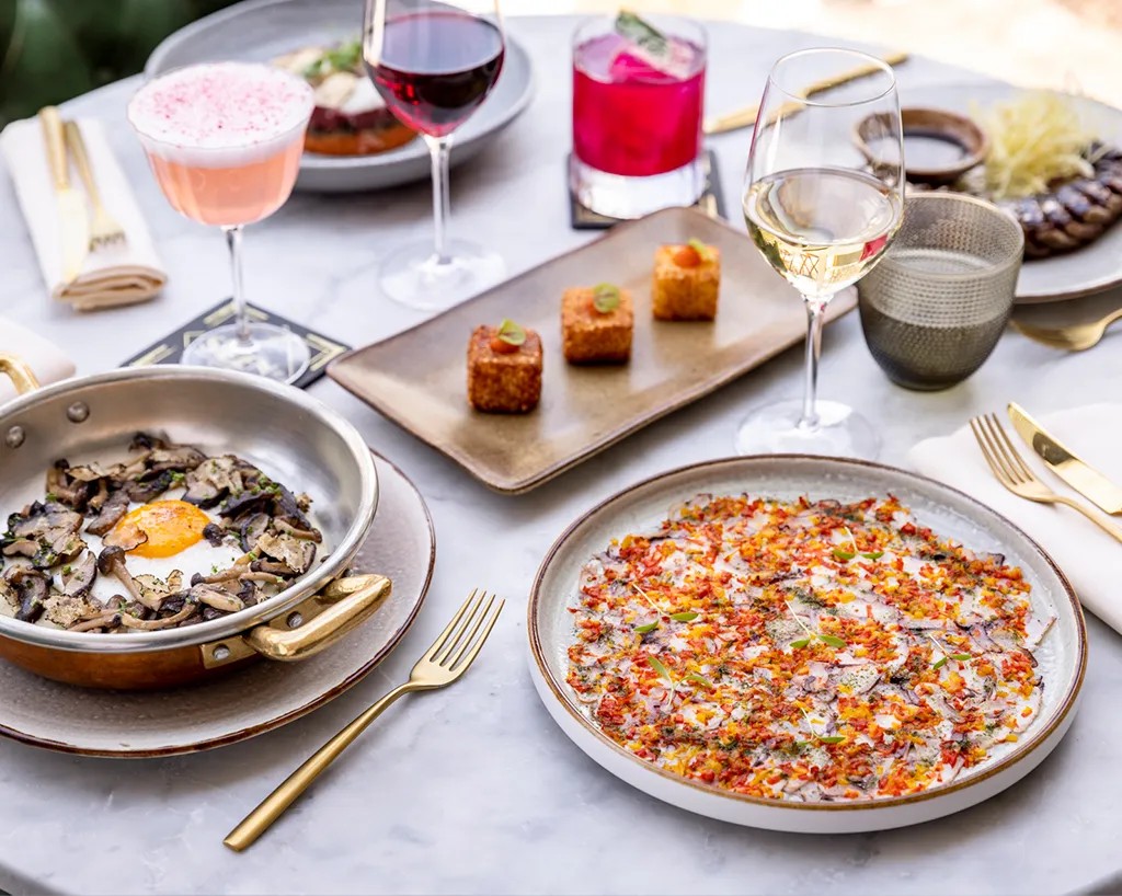 Selection of dishes and drinks at SEEN by Olivier Rome