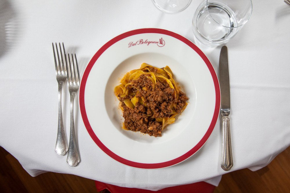 Tagliatelle with ragu at Dal Bolognese Roma