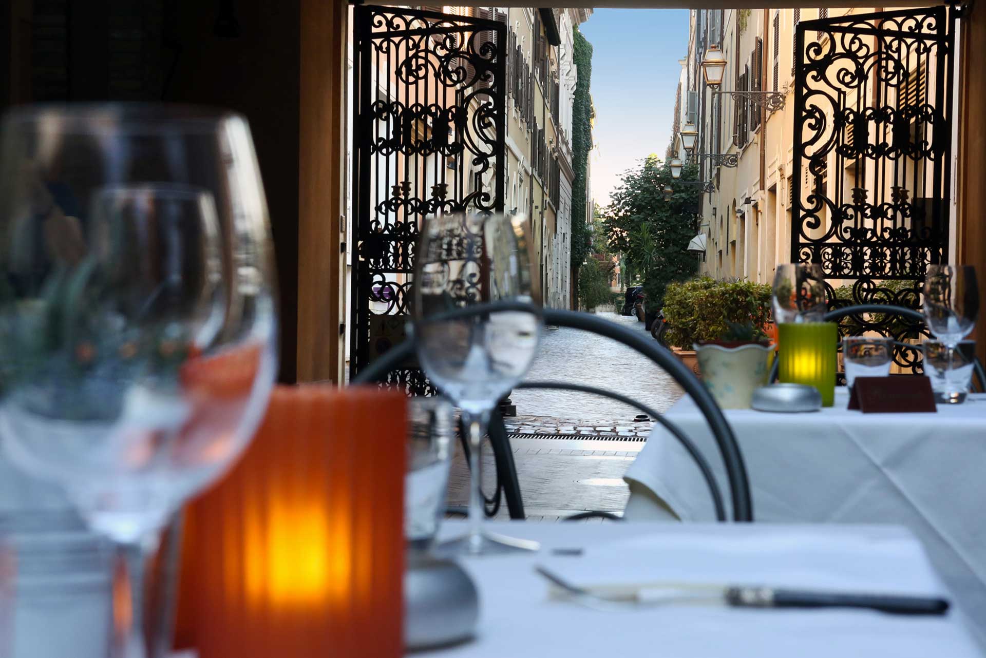 View towards Via Margutta from a table at Babette