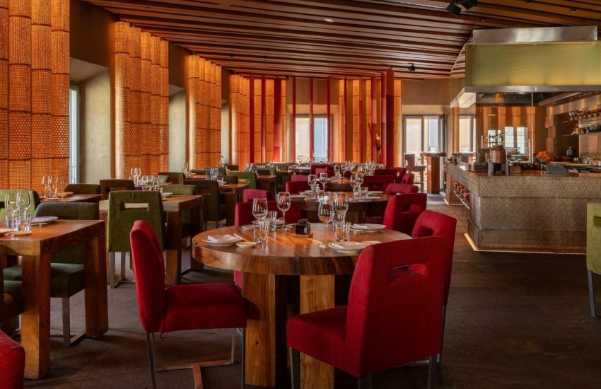 Dining room and open counter at Zuma Roma in Palazzo Fendi